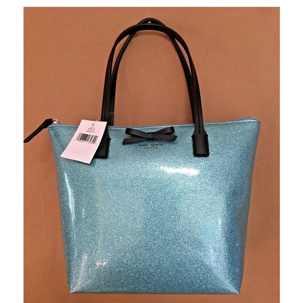 Mavis Street Lakesedge Lake Blue Glitter tote